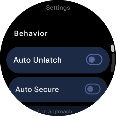 Watt Key auto unlatch and auto secure settings